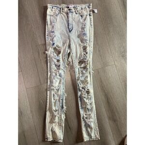 Aphrodite Jeans High Rise Distressed Ripped Unique Jeans Womens Size 15 (32x30)